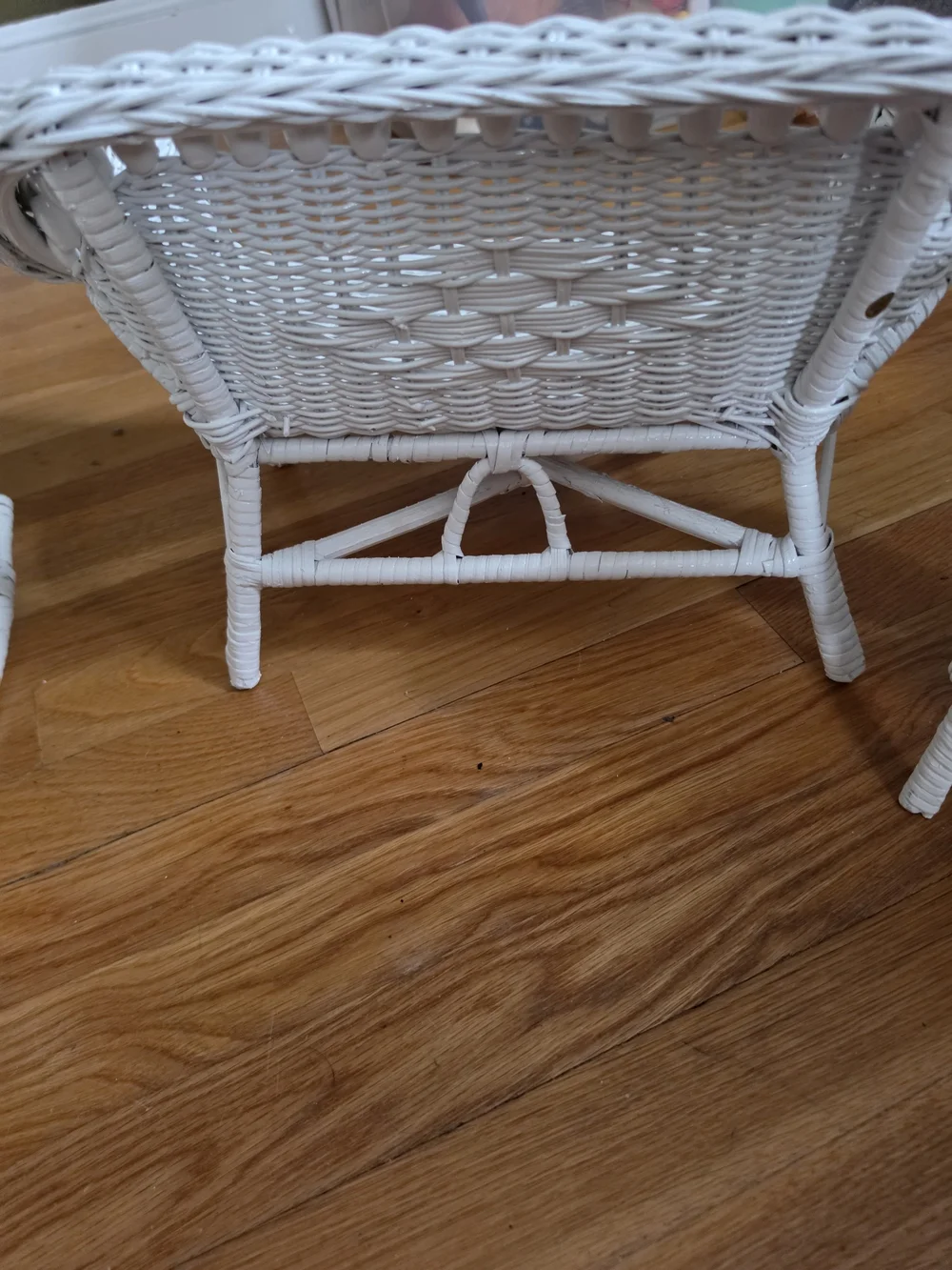 18' Doll Furniture White Wicker Accent Chair, Loveseat, Ricker Set